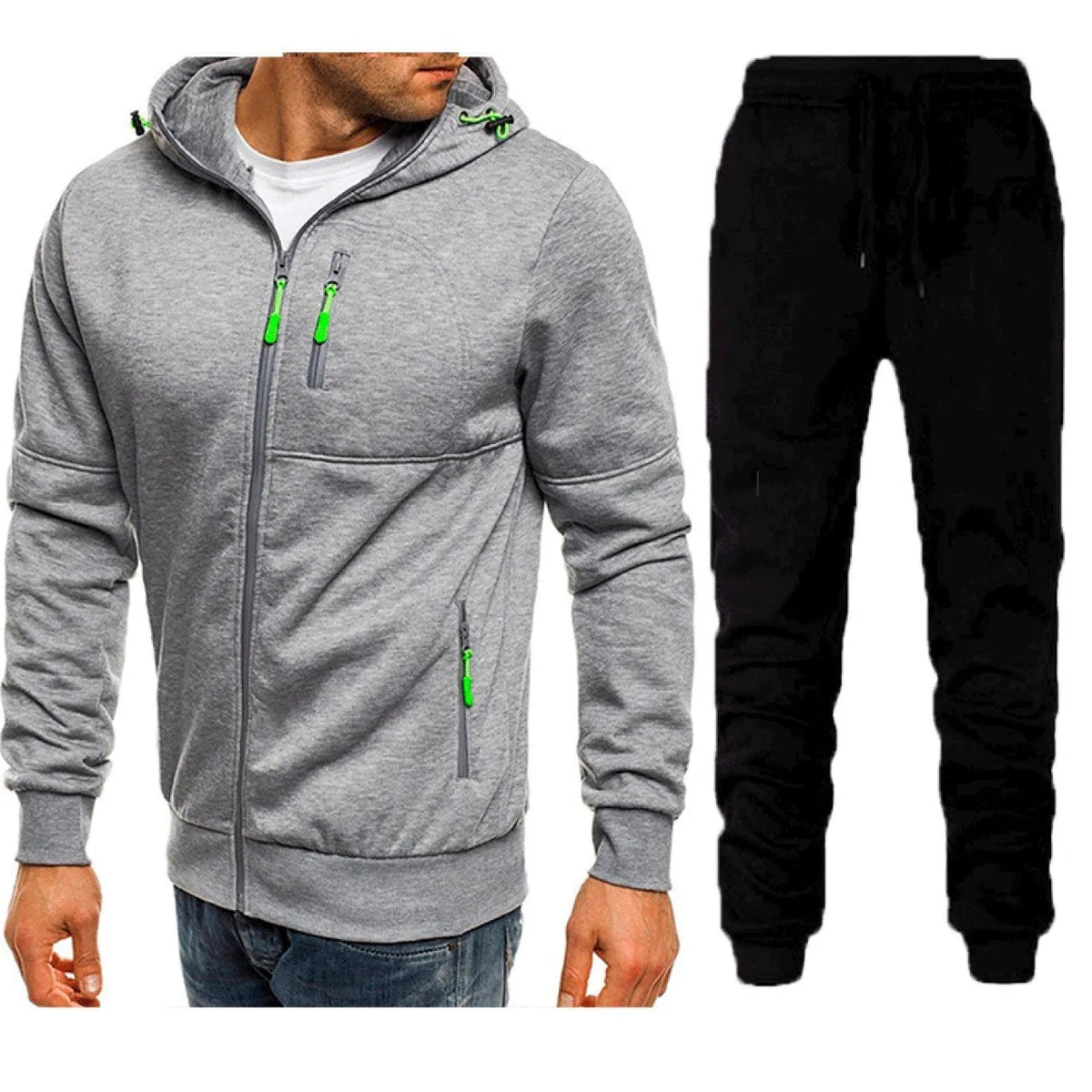 Men's 2-Piece Zip-Up Hoodie & Jogger Tracksuit Set – Fleece Sportswear Running Training Sweatsuit | Multiple Colors | S–3XL | FBA Vibes