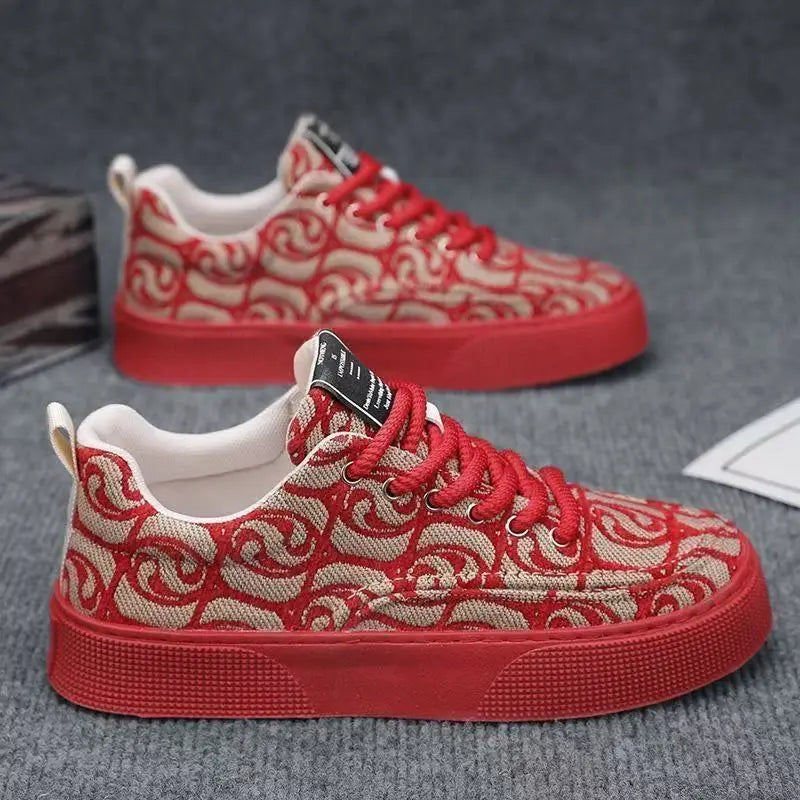 FBA Men's Ethnic Style Platform Board Shoes | Breathable Flat Sneakers