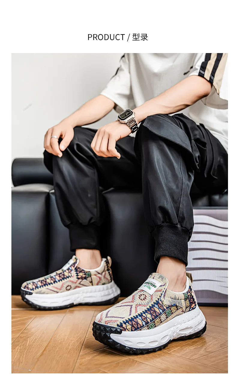 FBA Bohemia Print Canvas Sneakers | Breathable Anti-Slip Casual Shoes