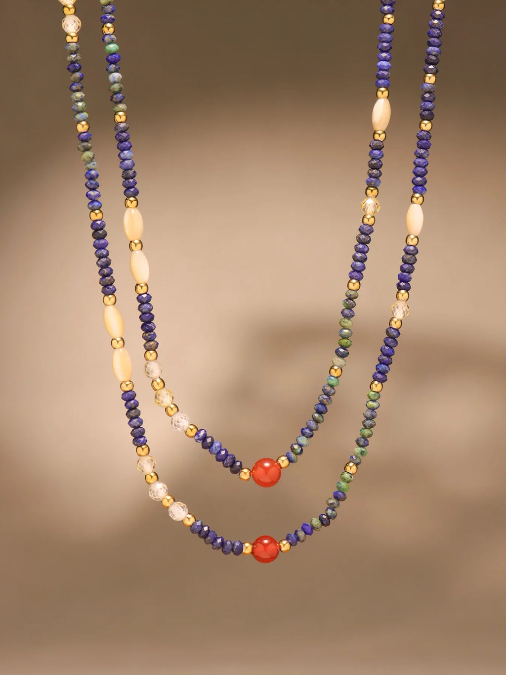 FBA Women's Ethnic Natural Stone Necklace | Stainless Steel Luxury Jewelry