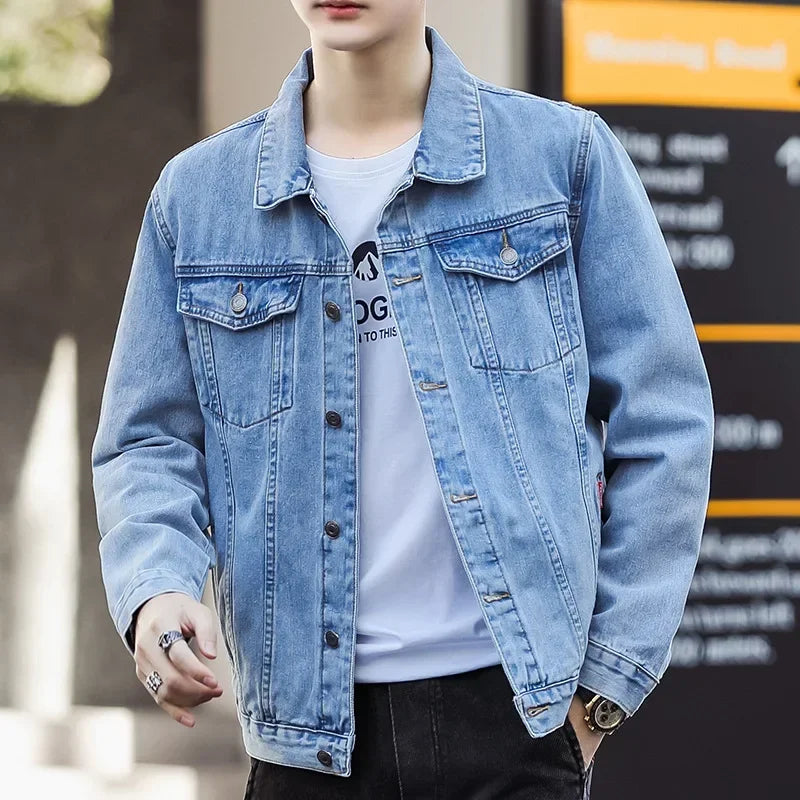 Men's Loose Fit Denim Jacket – Casual Workwear | 4 Colors | S–5XL | FBA Vibes