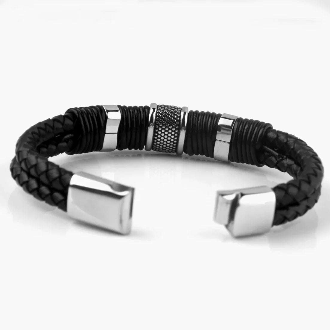 FBA Hip Hop Beaded Woven Leather Bracelet | Punk Charm Jewelry