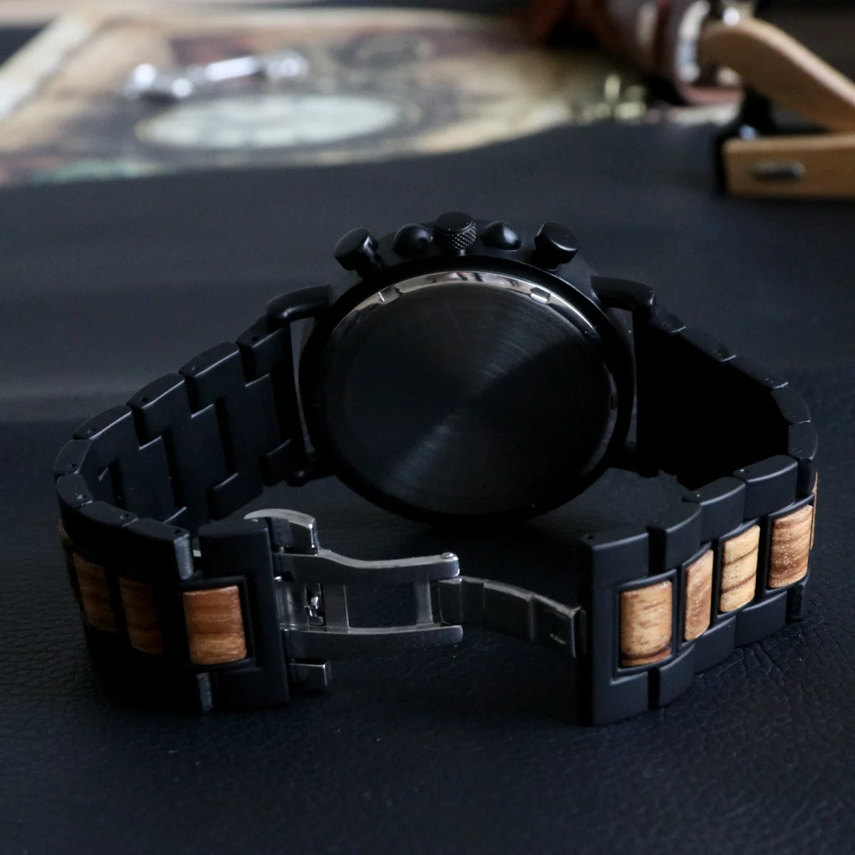FBA Men's Luxury Wood Watch | Chronograph Calendar Wooden Wristwatch