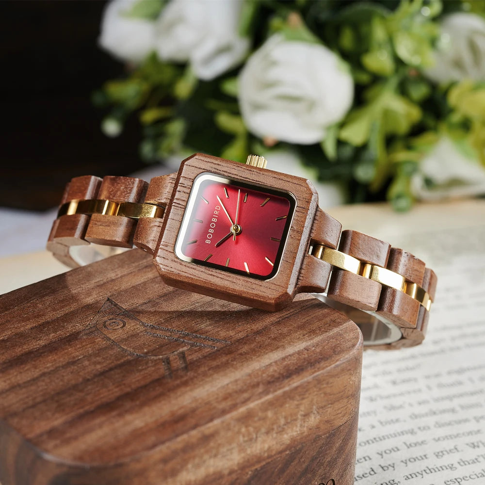 FBA Women's BOBO BIRD Wood Watch | Fashion Quartz Wooden Wristwatch