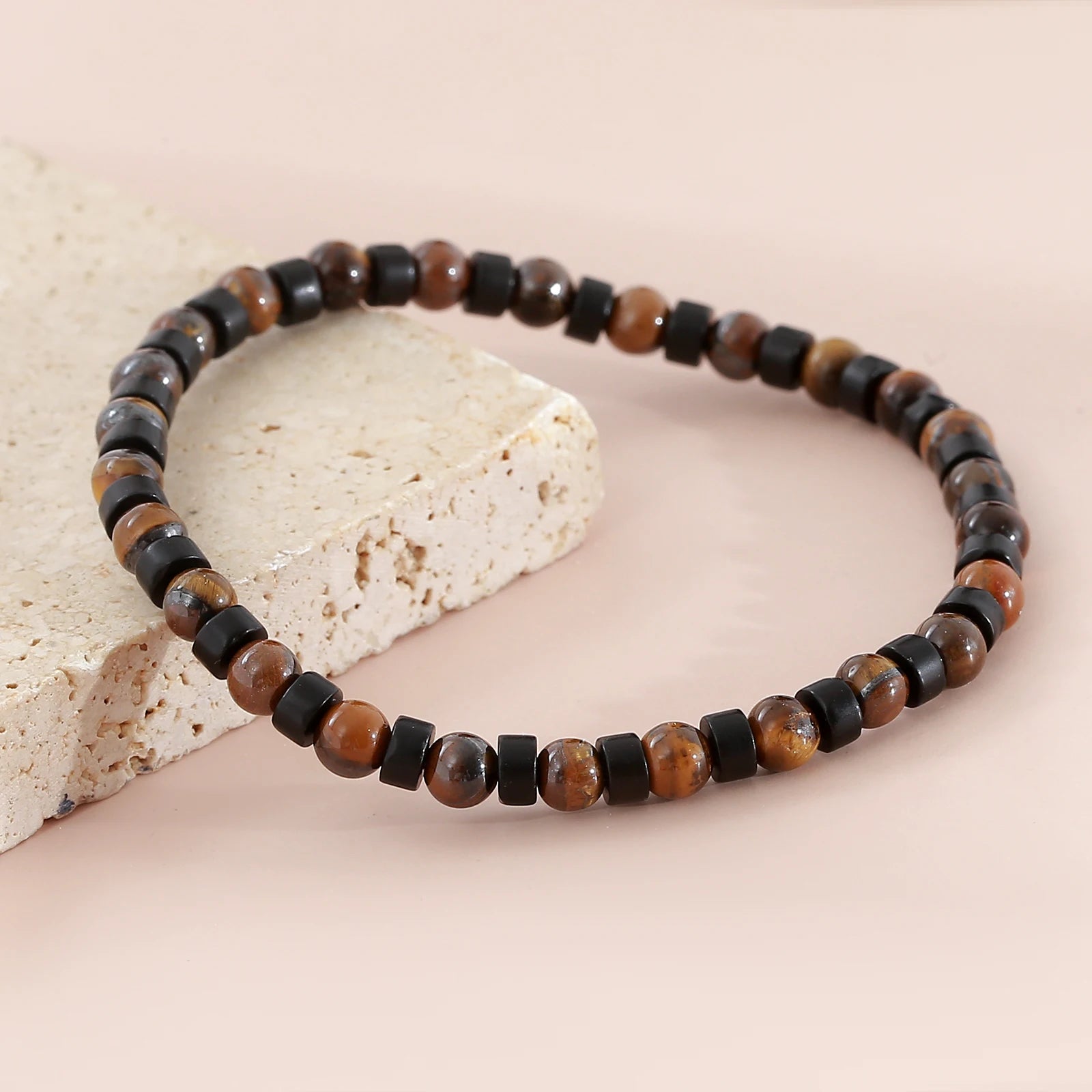 FBA Men's Natural Stone Beaded Elastic Bracelet | Handmade Jewelry Gift