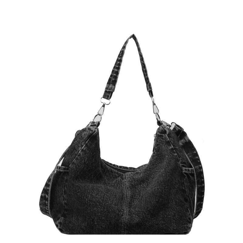 Casual Denim Retro Crossbody Shoulder Bag for Women – Large Capacity Portable Tote