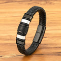 FBA Men's Stainless Steel Beaded Leather Rope Bracelet | Charm Jewelry Gift