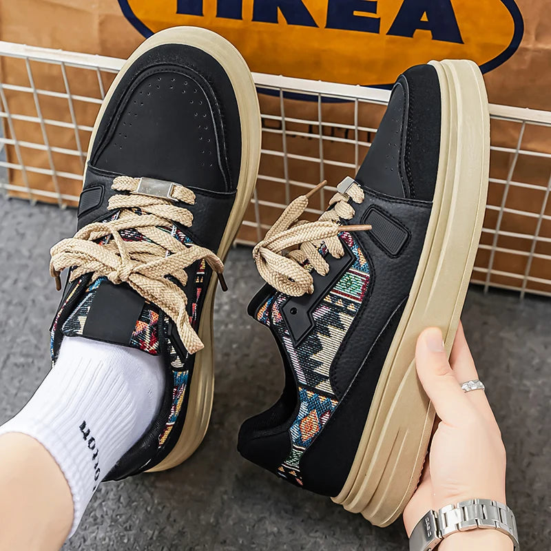 FBA Men's Low Top Breathable Board Shoes | Casual Thick Soled Sneakers
