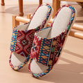 FBA Ethnic Linen Flip Flops | Unisex Retro Beach Sandals