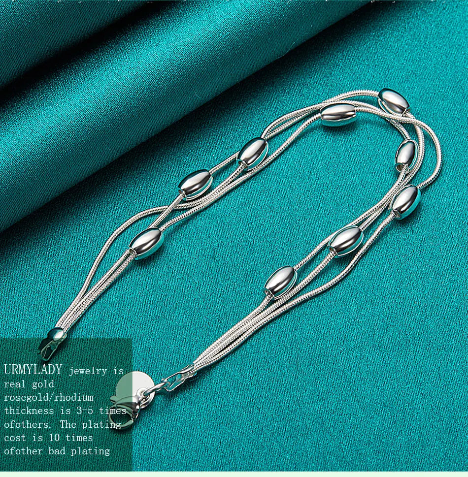 FBA 925 Sterling Silver Beaded Bracelet for Women | Wedding Jewelry