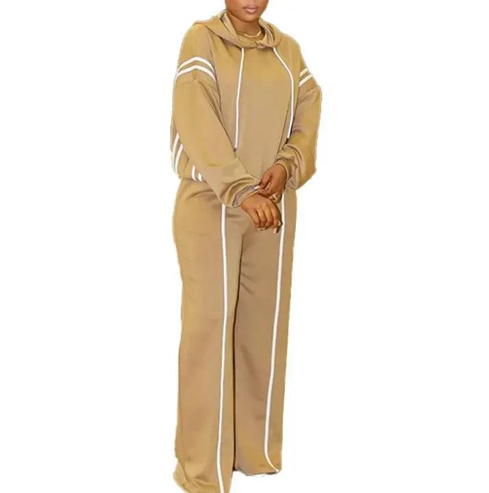Women's 2-Piece Hooded Tracksuit Set – Zip Sweatshirt & Wide-Leg High-Waist Pants | FBA Vibes