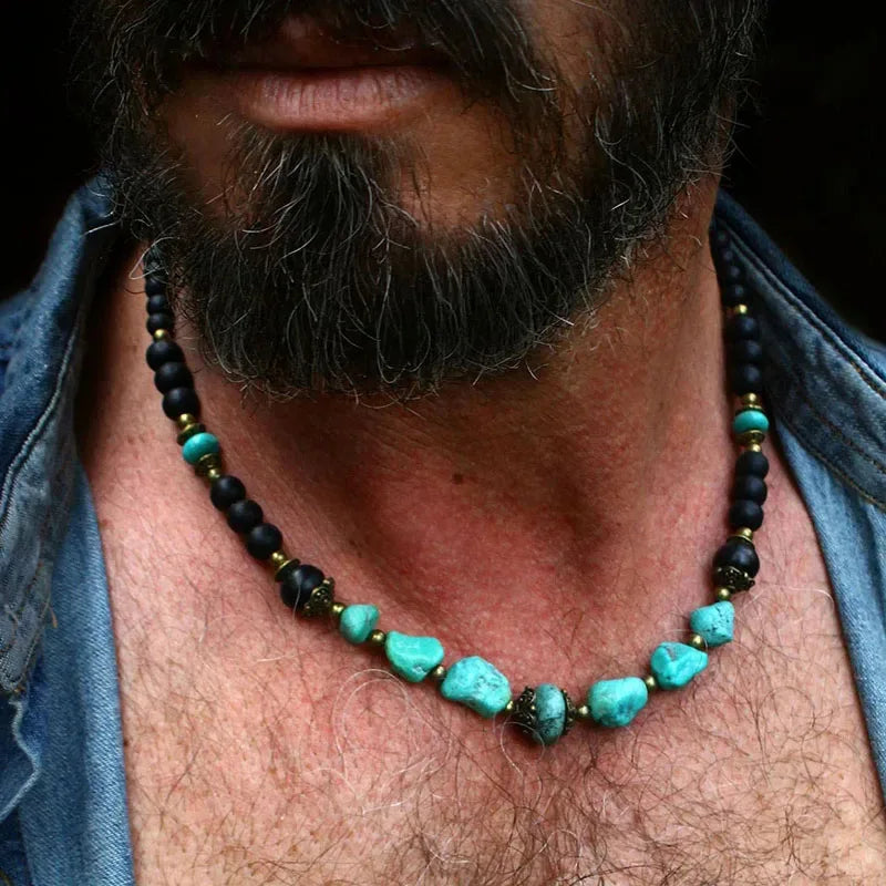FBA Men's Turquoise Hip Hop Choker Necklace | Surf Punk Jewelry