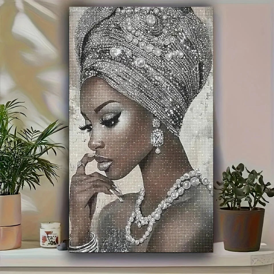 African American Woman Diamond Painting Kit | DIY Mosaic Art | FBA Vibes