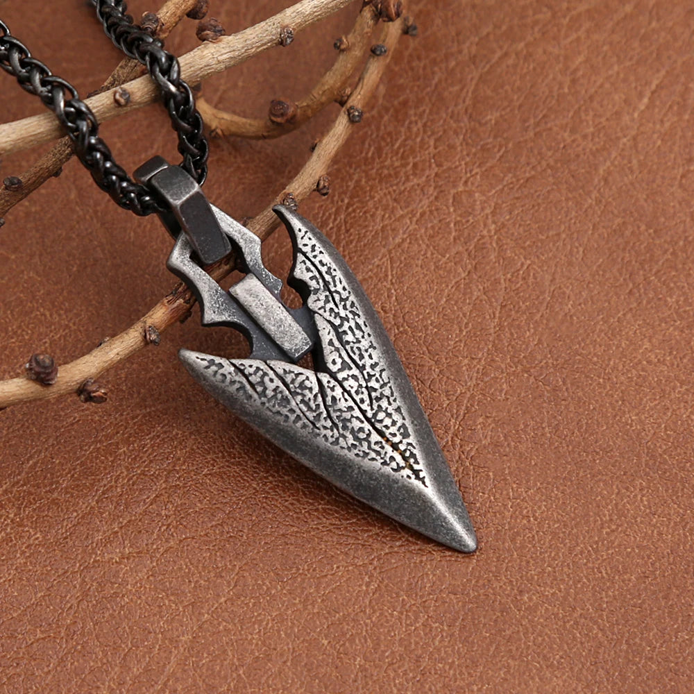 FBA Men's Native Spearhead Arrowhead Pendant Necklace | Stainless Steel Amulet