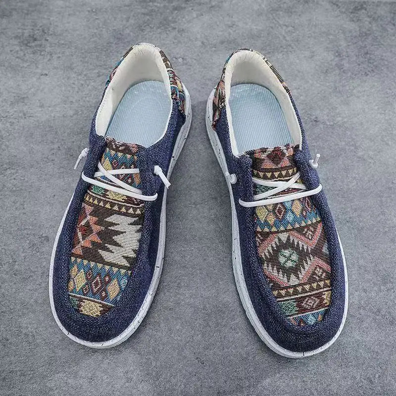 FBA Men's Ethnic Style Platform Board Shoes | Breathable Flat Sneakers
