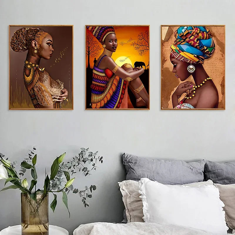 African Woman Canvas Painting | Black Women Wall Art Poster