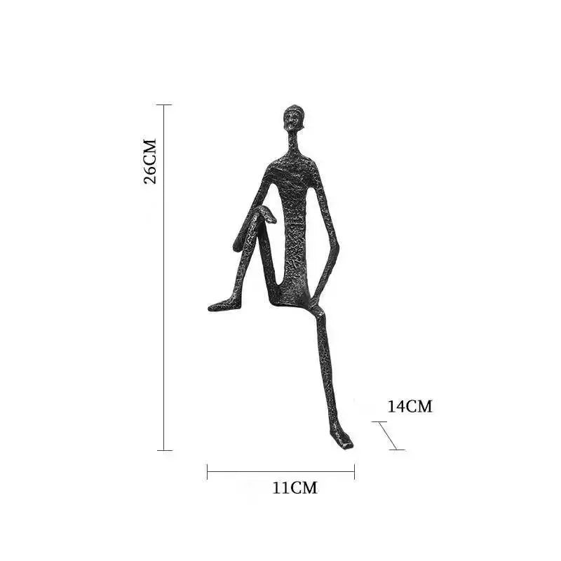 Abstract Metal Human Sculpture | Cast Iron Art Deco Desktop Ornament for Home Decor