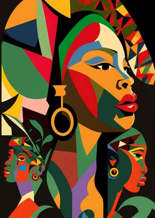 Abstract Black Women Diamond Painting Kit | Full Drill DIY Mosaic Art | FBA Vibes