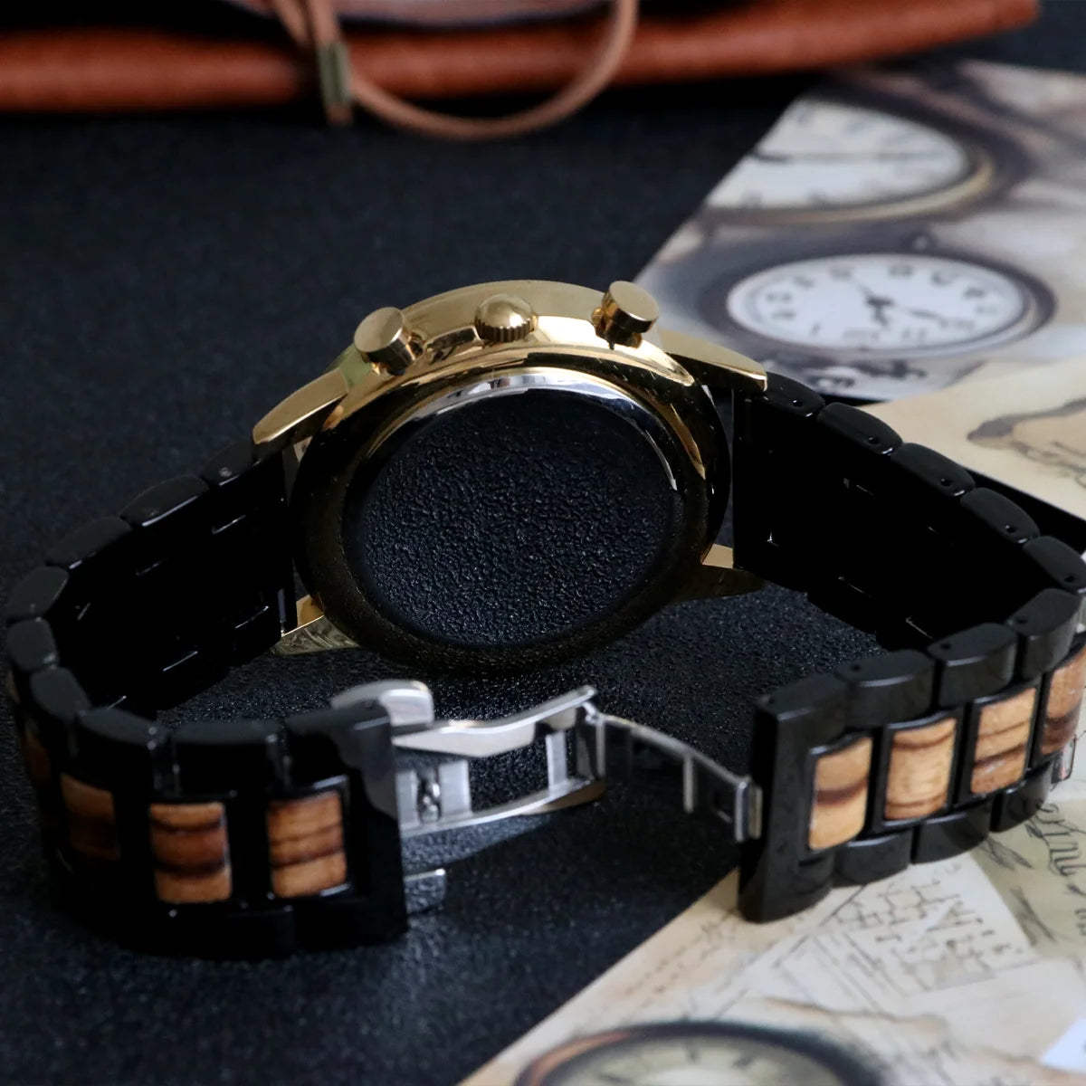 FBA Men's Luxury Wood Watch | Chronograph Calendar Wooden Wristwatch