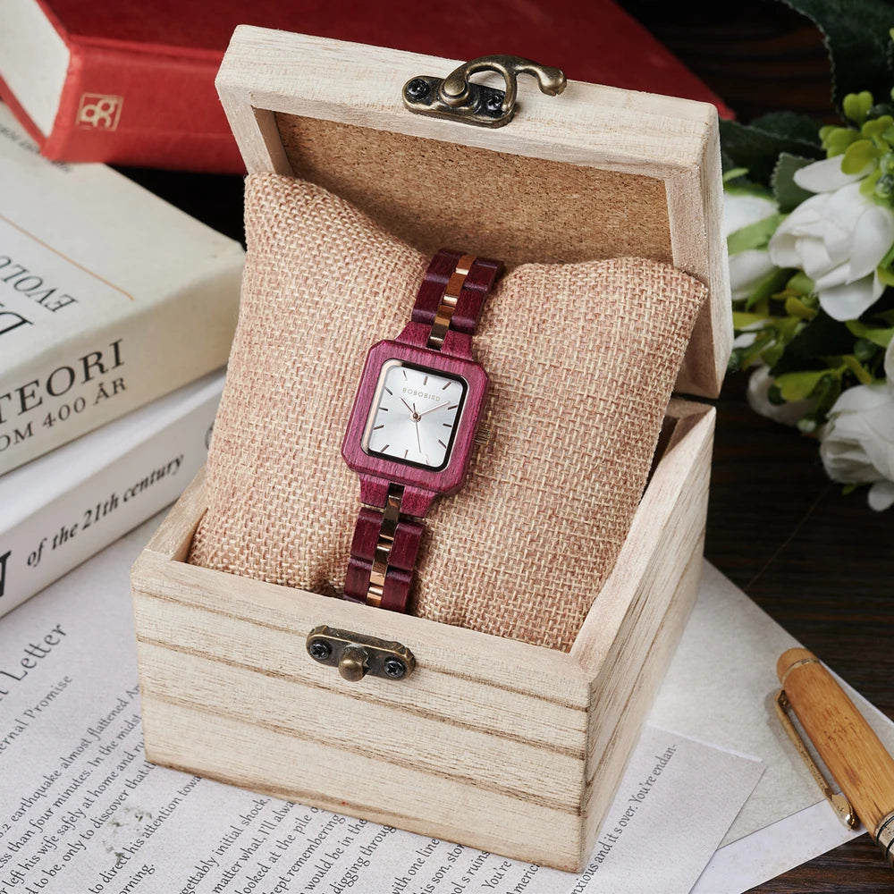 FBA Women's BOBO BIRD Wood Watch | Fashion Quartz Wooden Wristwatch