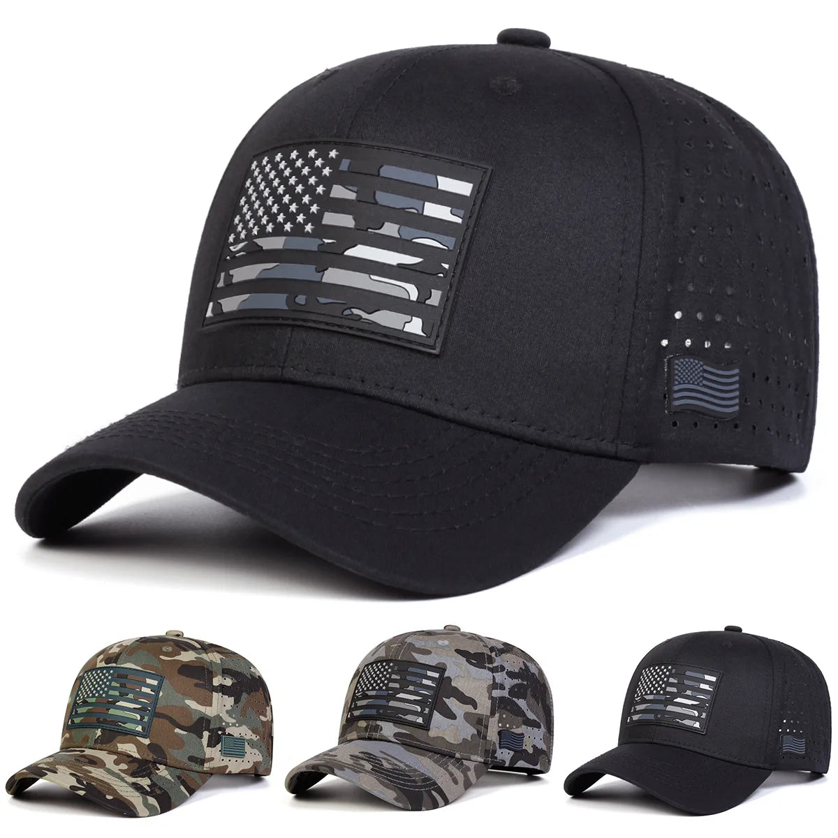 FBA American Flag Patch Breathable Baseball Cap | Outdoor Sports Hat