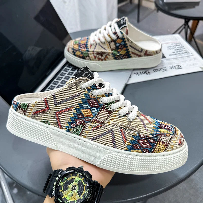 FBA Men's Breathable Half Slipper Sneakers | Lightweight Non-Slip Lazy Shoes