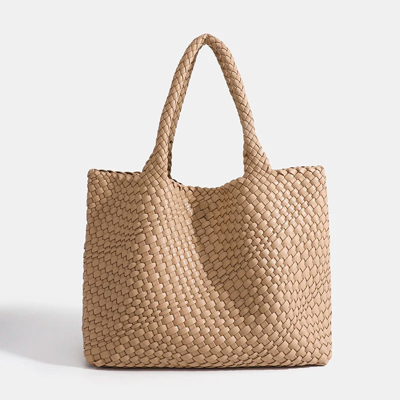 PU Woven Hobo Tote Bag with Coin Purse for Women – Soft Foldable Top-Handle Shoulder Bag