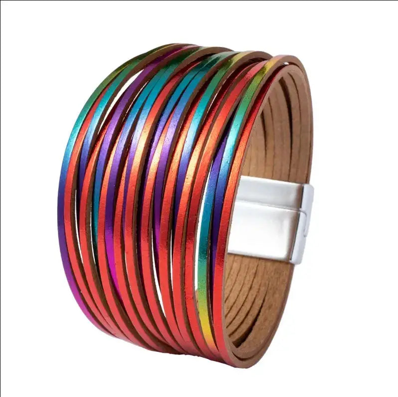 FBA 4-Piece Braided Leather Ethnic Wristband Set | Hope Believe Bracelet
