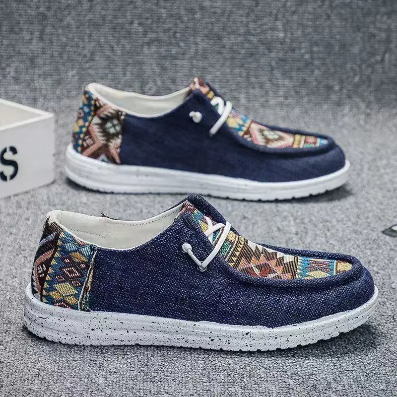 FBA Men's Ethnic Style Platform Board Shoes | Breathable Flat Sneakers