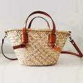 Large Capacity Rattan Wicker Woven Basket Tote Bag – Straw Shoulder & Crossbody Beach Bag for Women
