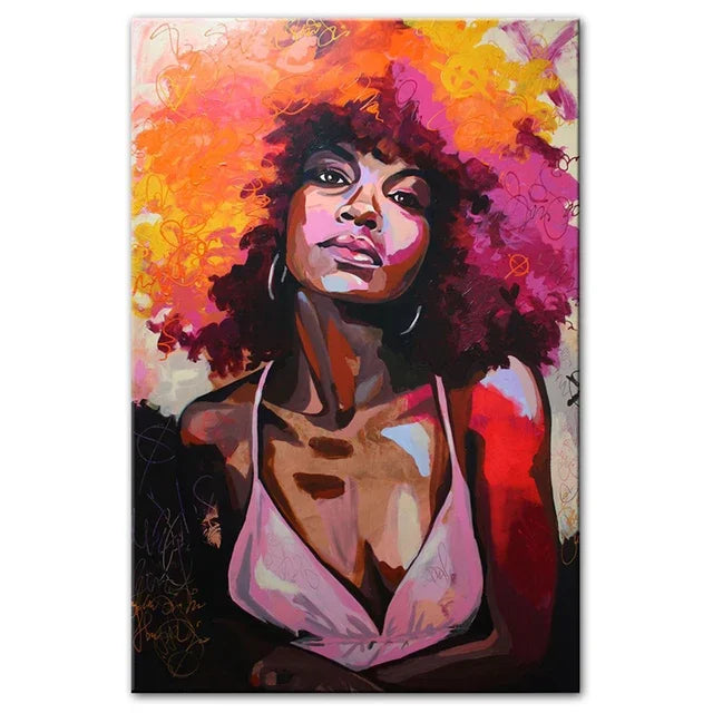 Abstract African Woman Canvas Print | Modern Girl Wall Art for Living Room