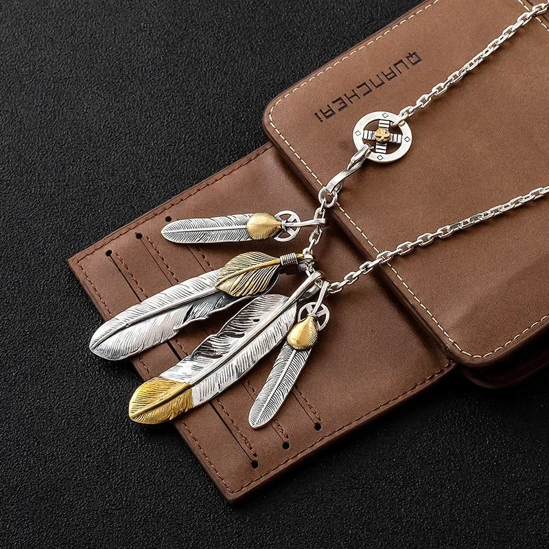 FBA Classic Feather Pendant Necklace Set | Hip Hop Punk Jewelry