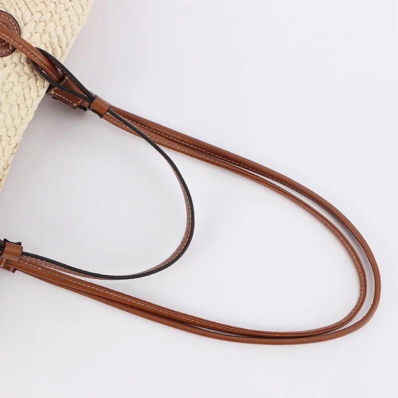 Handmade Straw Basket Tote Bag for Women – Woven Top Handle Beach Bag & Summer Vacation Purse