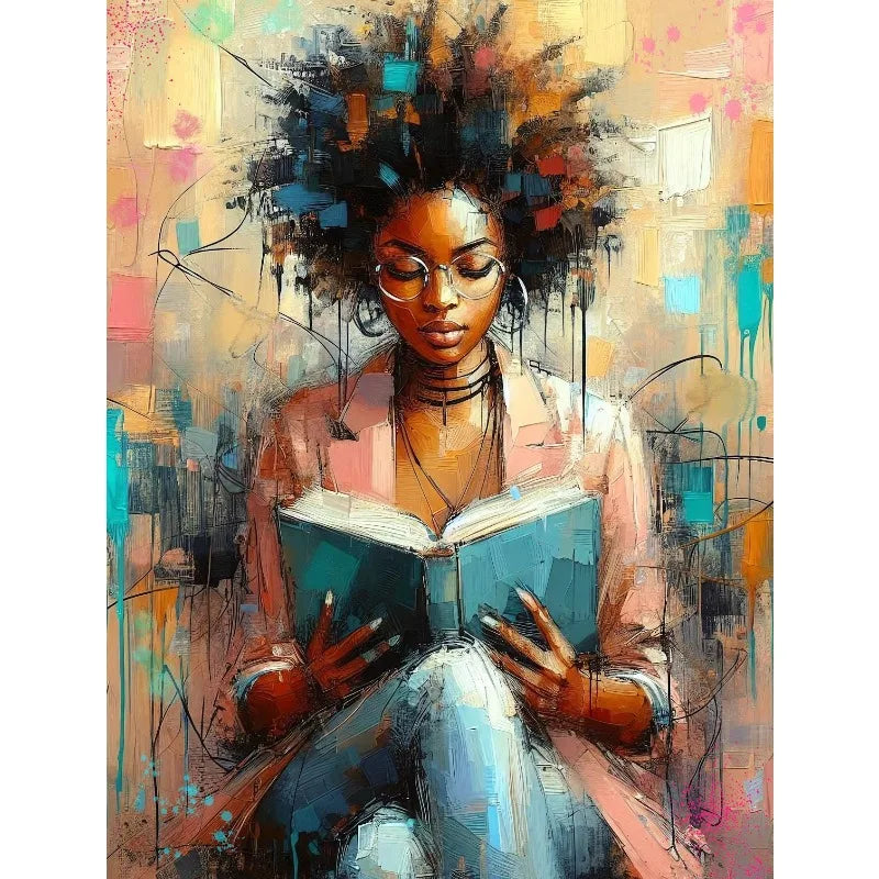 Graffiti Abstract African Girl Canvas Print | Black Woman Wall Art Poster