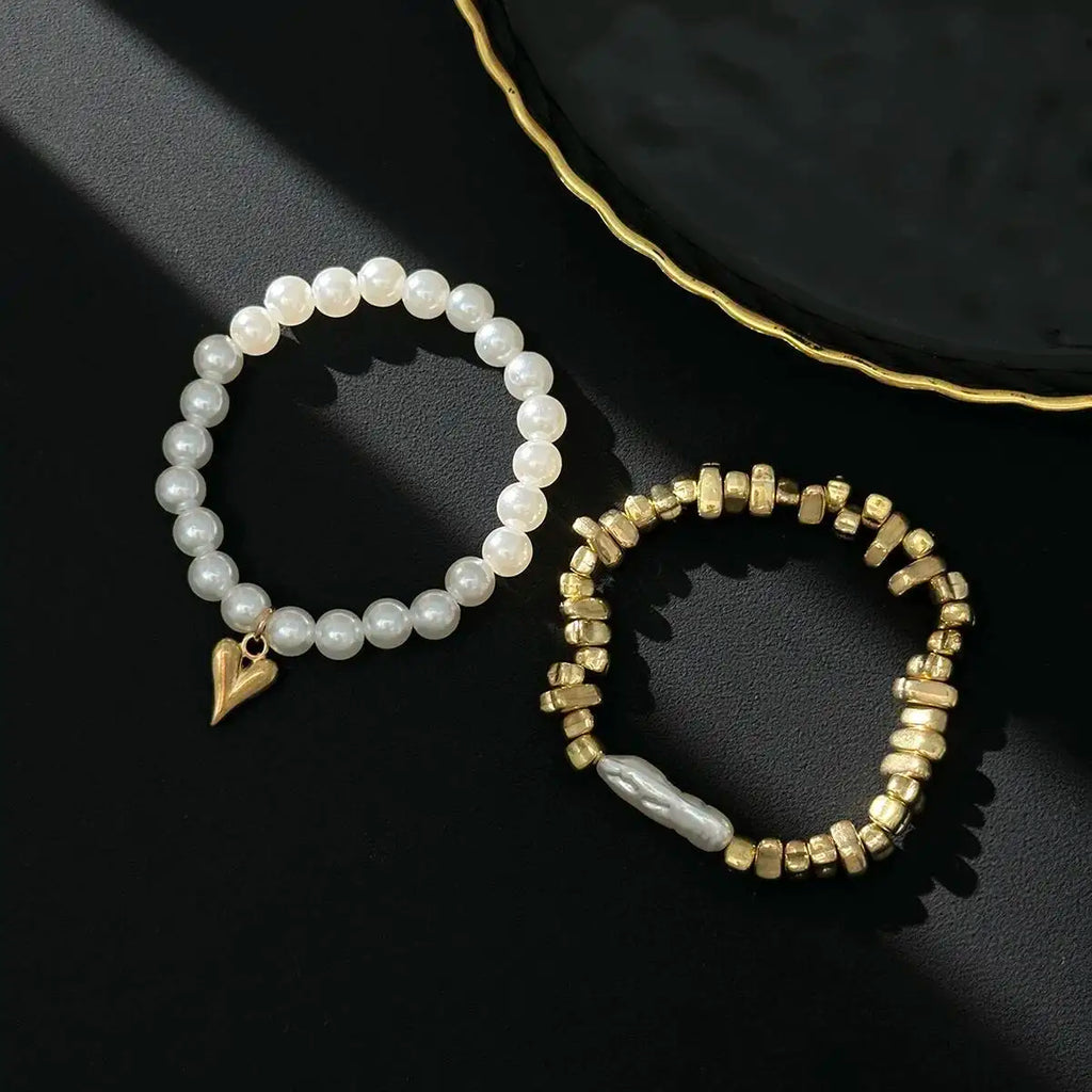 FBA Elegant Imitation Pearl Heart Bracelet for Women | Boho Jewelry Gift