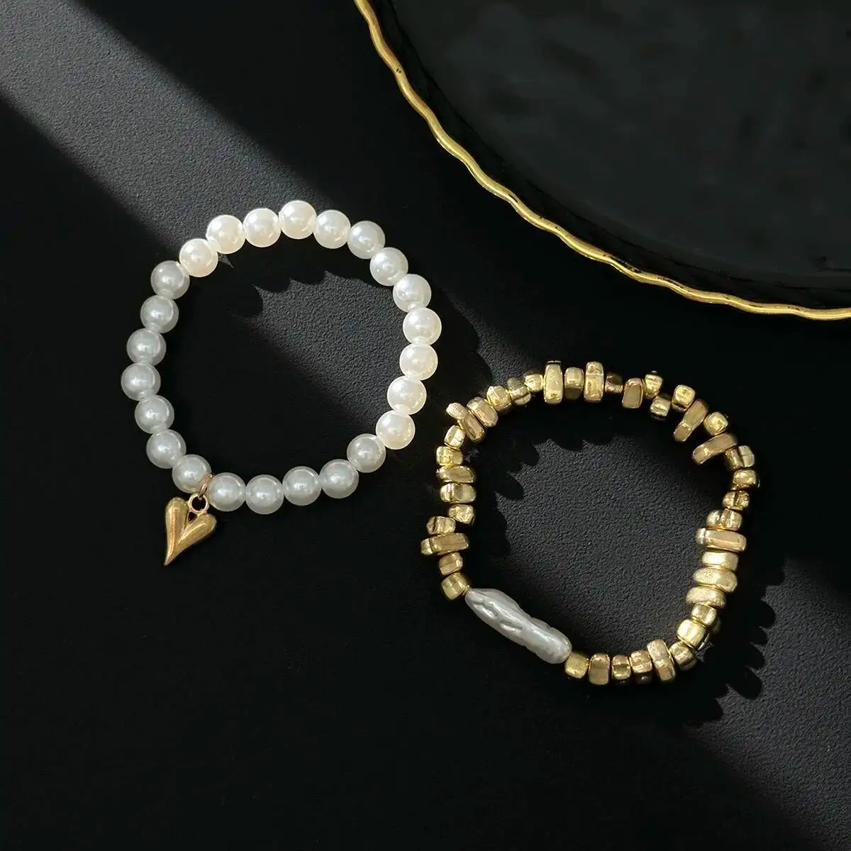 FBA Elegant Imitation Pearl Heart Bracelet for Women | Boho Jewelry Gift