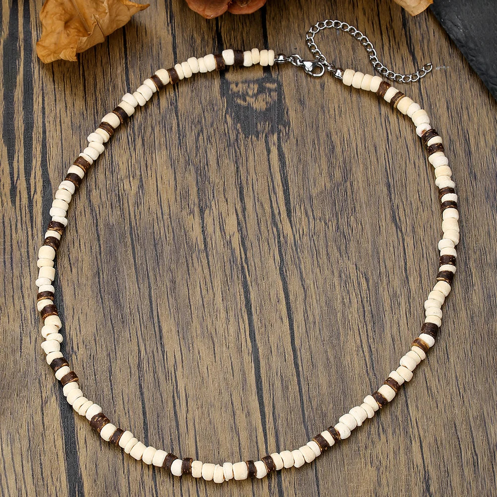 FBA Boho Coconut Shell Turquoise Bead Necklace | Men's Fashion Jewelry