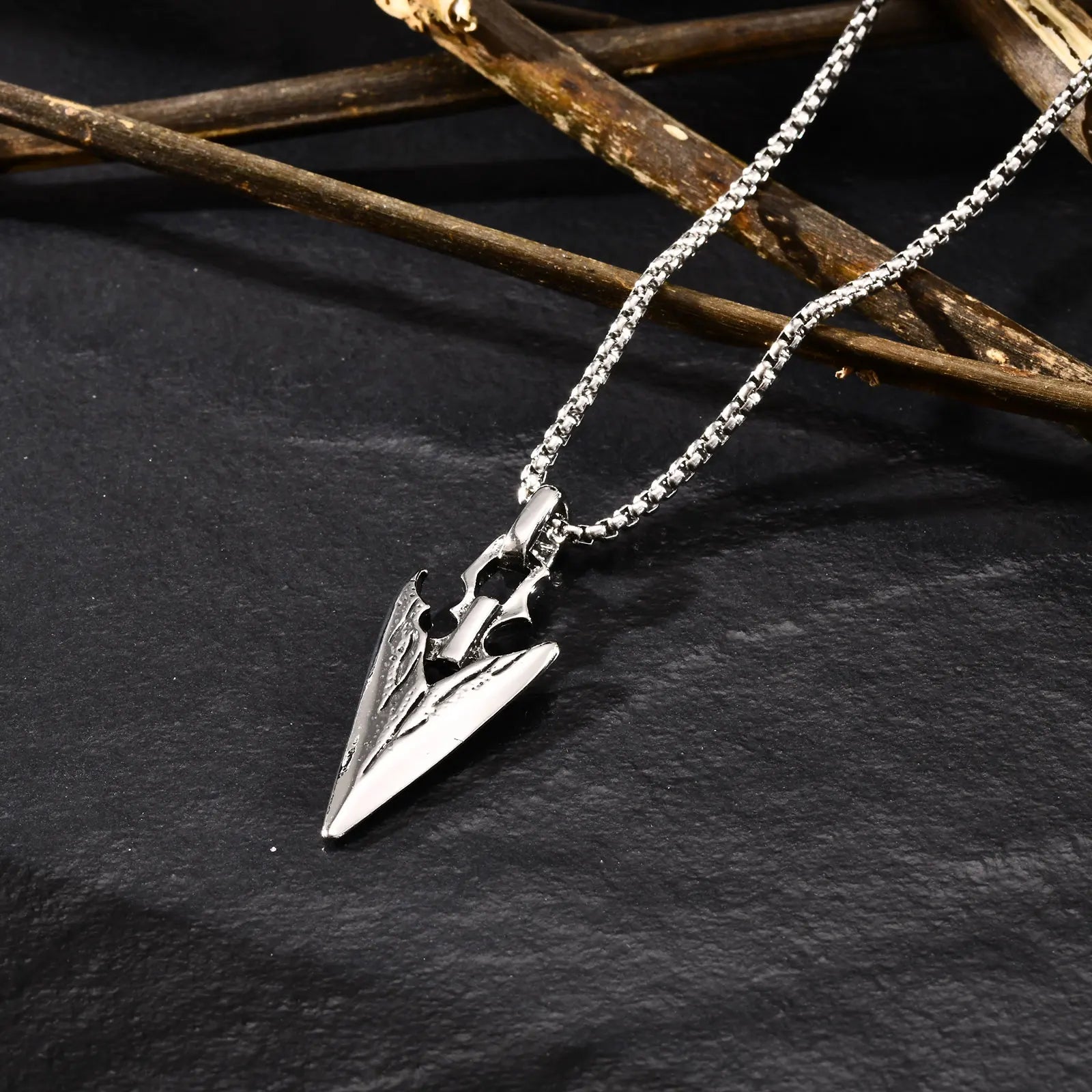 FBA Spear Point Arrowhead Necklace for Men | Stainless Steel Punk Jewelry