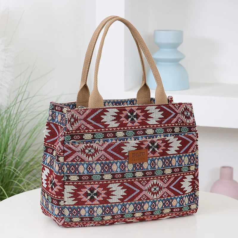 Knitted Jacquard Tote Bag for Women – Ethnic Pattern Shopping & Work Bag