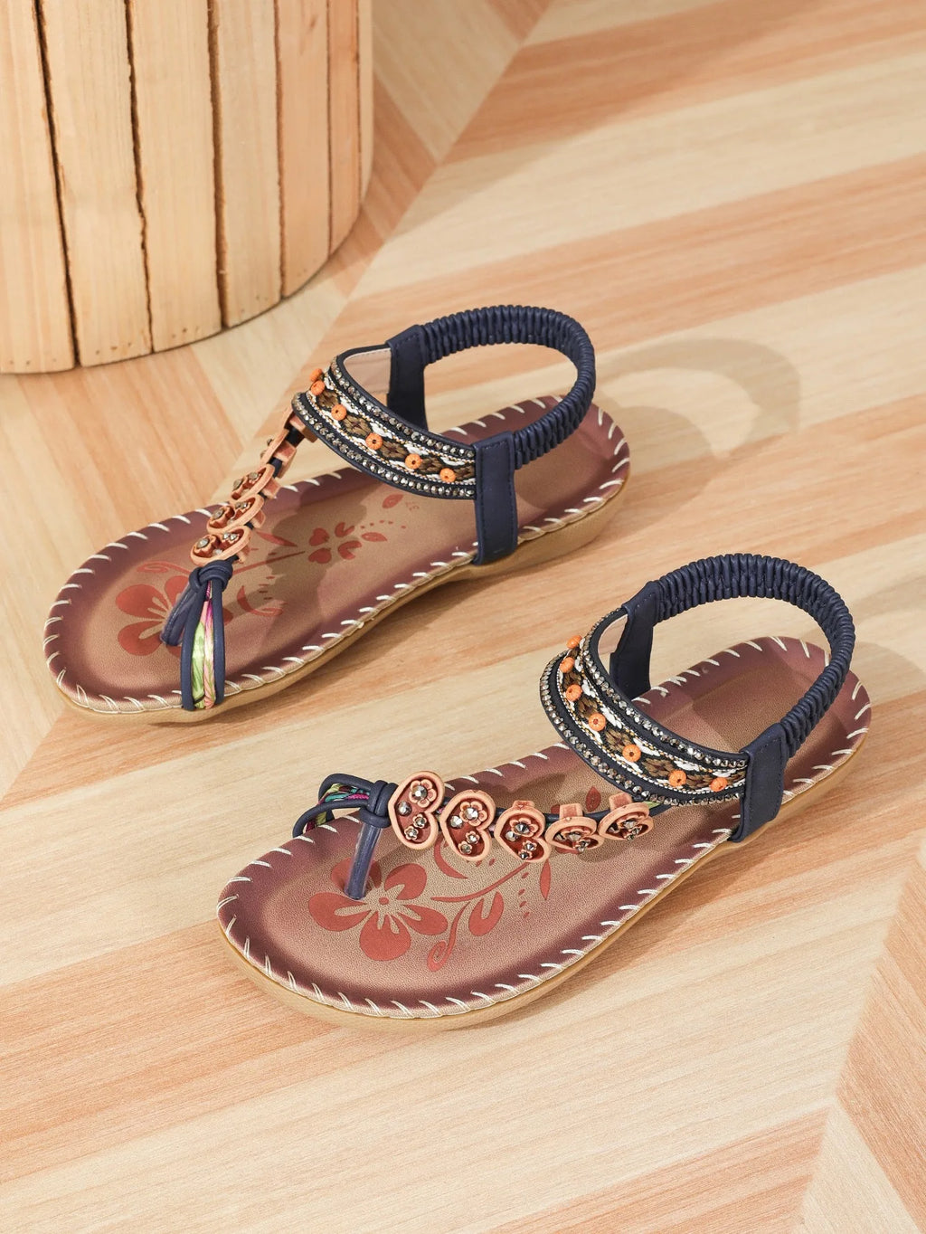 FBA Women's Bohemian Platform Flat Sandals | Plus Size Beach Shoes