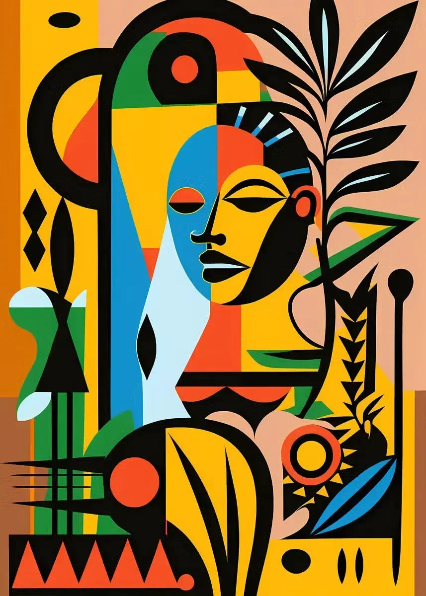 African Women Abstract Canvas Print | Elegant Nature Wall Art for Living Room Home Decor