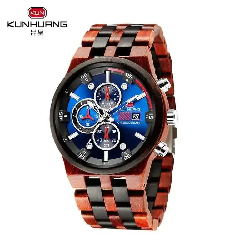 FBA Men's Luxury Wood Watch | Luminous Chronograph Date Quartz Wristwatch