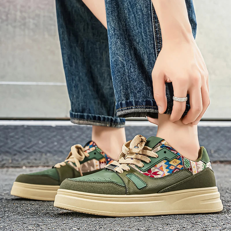 FBA Men's Low Top Breathable Board Shoes | Casual Thick Soled Sneakers