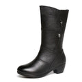 Women's Waterproof Mid-Calf Zip Boot with High Heel