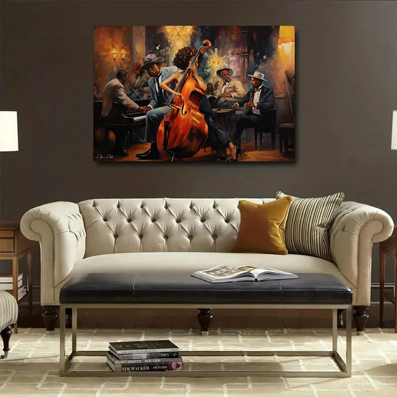 African American Jazz Band Canvas Print | Large Wall Art for Home Decor & Party Backgrounds