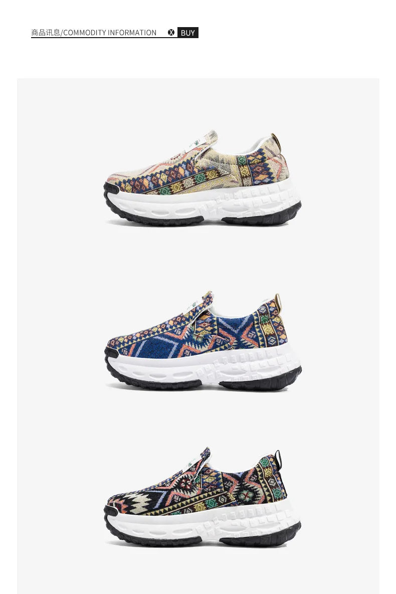 FBA Bohemia Print Canvas Sneakers | Breathable Anti-Slip Casual Shoes