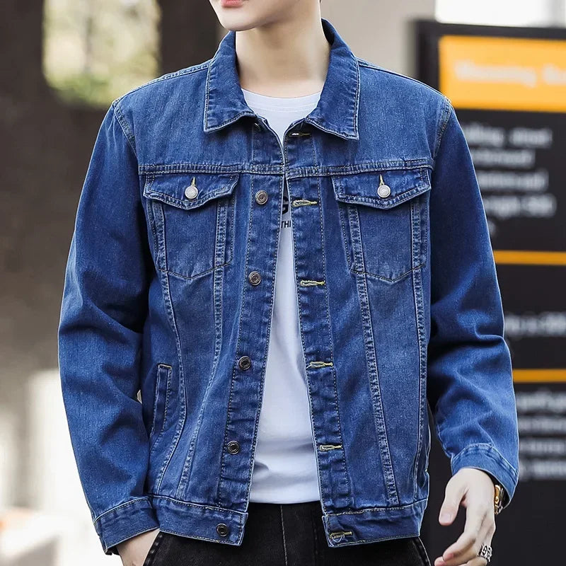 Men's Loose Fit Denim Jacket – Casual Workwear | 4 Colors | S–5XL | FBA Vibes