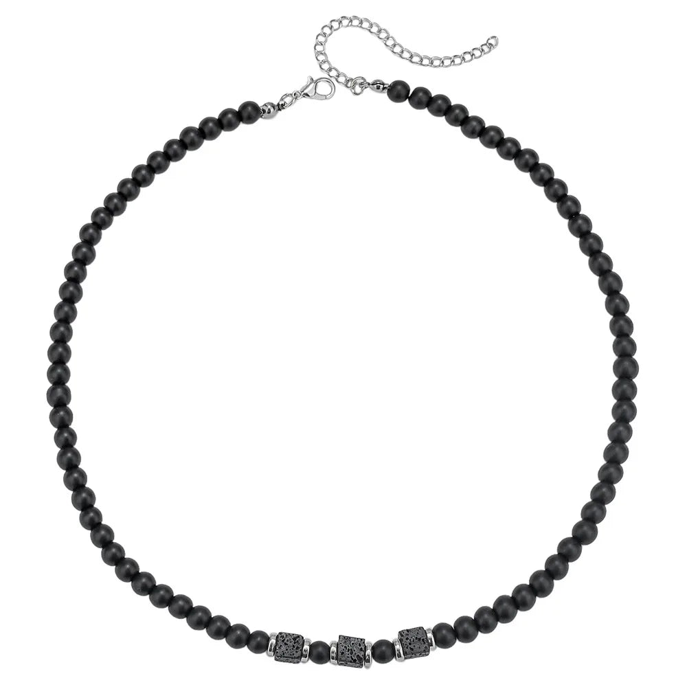 FBA Frosted Stone Bead Adjustable Necklace for Men | Minimalist Jewelry