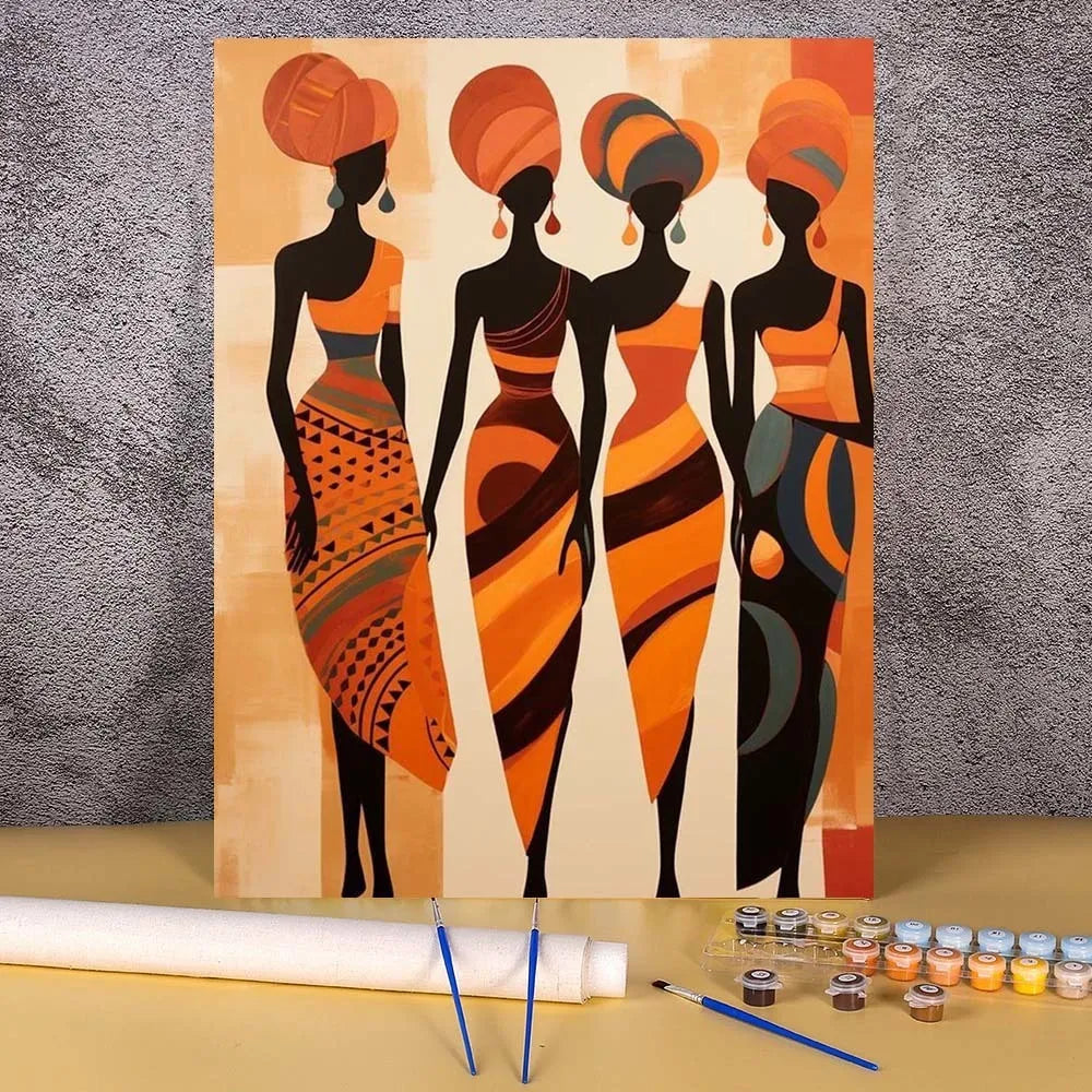 African Woman Paint by Numbers Kit | DIY Oil Painting on Canvas | Wall Art Gift