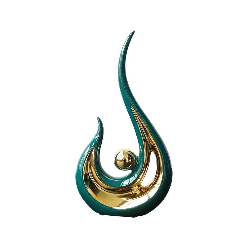 Nordic Abstract Ceramic Figurine | Light Luxury Sculpture for Living Room, Office & Home Decor